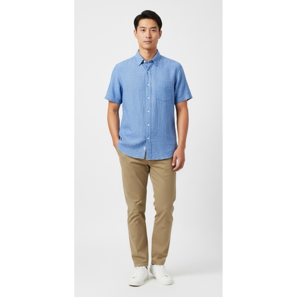 UNTUCKit Linen Short Sleeve Dadcore Relaxed Classic Collegiate Casual-M